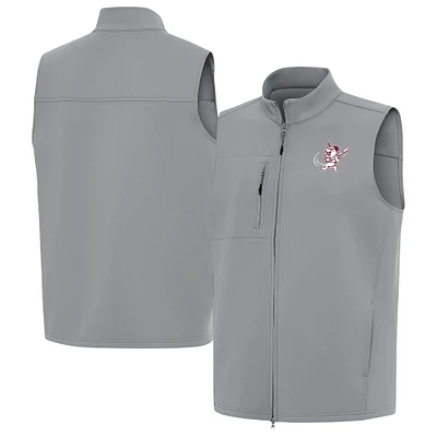 Men's Antigua Gray Mississippi State Bulldogs Demand Swinging Bully Full-Zip Vest