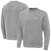 Men's Antigua Heather Gray Mississippi State Bulldogs Victory Swinging Bully Crew Neck Pullover Sweatshirt