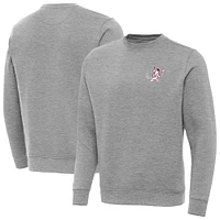 Men's Antigua Heather Gray Mississippi State Bulldogs Victory Swinging Bully Crew Neck Pullover Sweatshirt