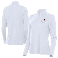 Women's Antigua White Mississippi State Bulldogs Intent Swinging Bully Quarter-Zip Pullover