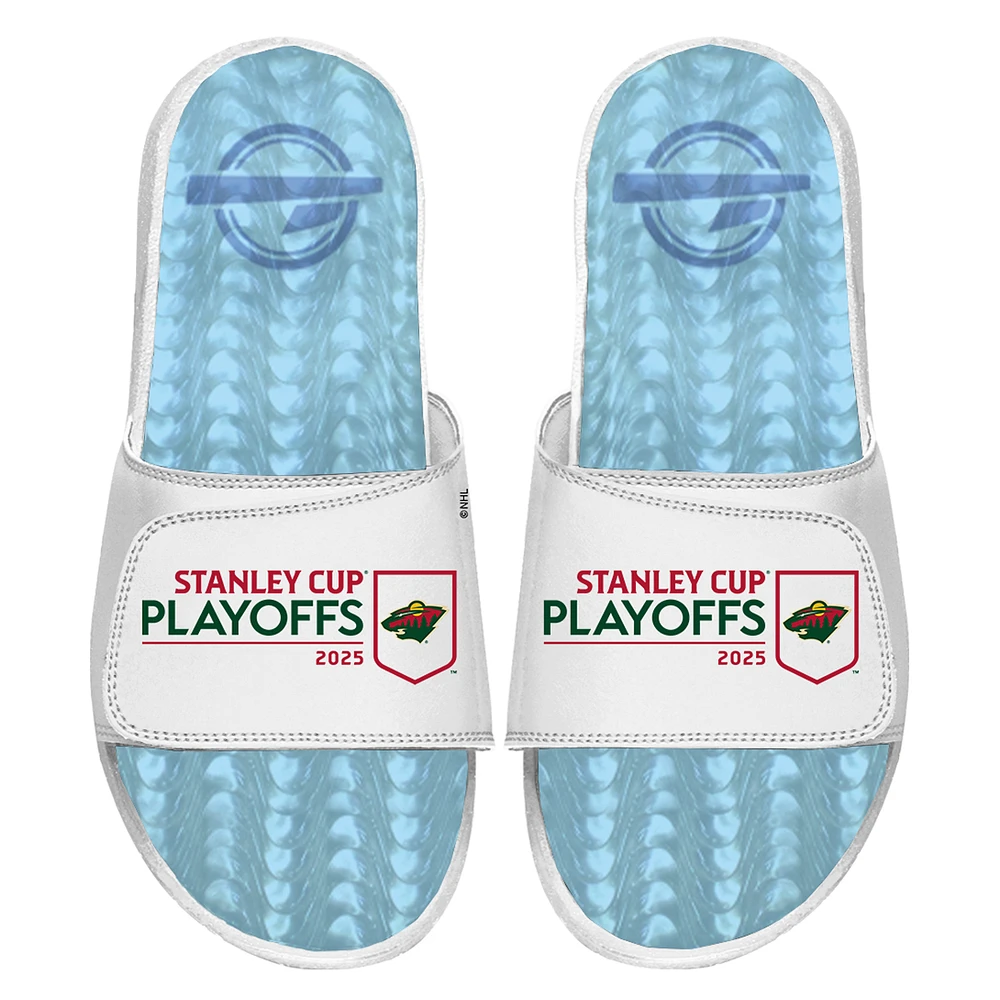 Unisex ISlide White Minnesota Wild 2025 Stanley Cup Playoffs Ice Gel Slide Sandals