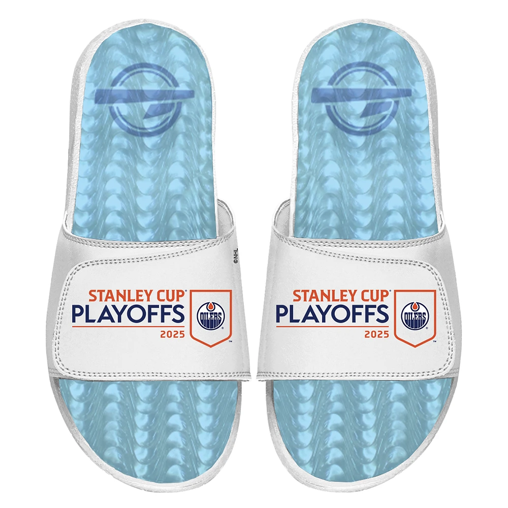 Unisex ISlide White Edmonton Oilers 2025 Stanley Cup Playoffs Ice Gel Slide Sandals