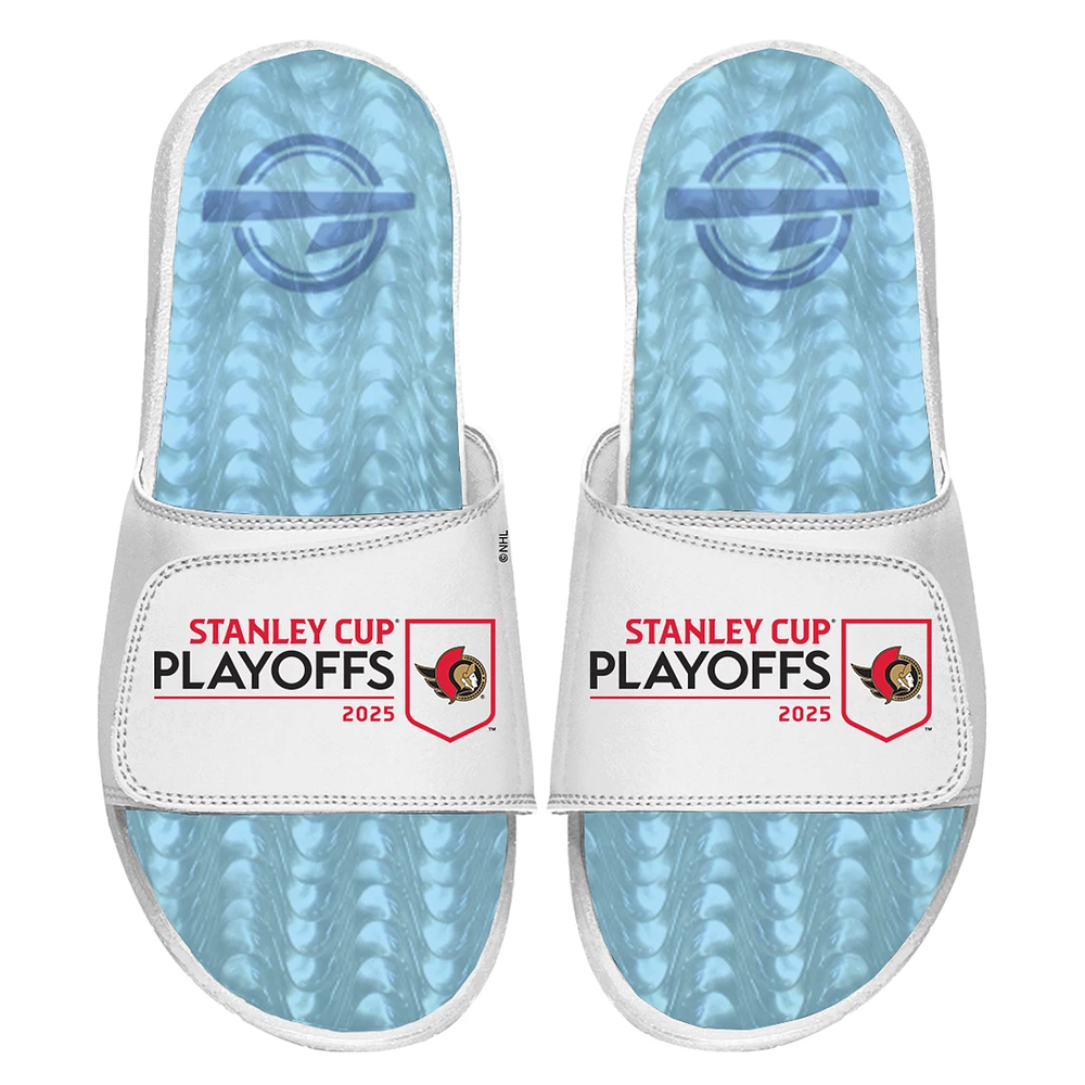 Unisex ISlide White Ottawa Senators 2025 Stanley Cup Playoffs Ice Gel Slide Sandals