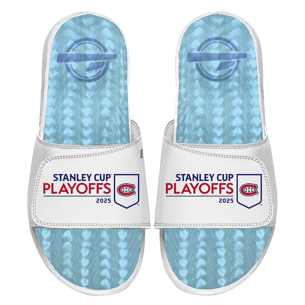 Unisex ISlide White Montreal Canadiens 2025 Stanley Cup Playoffs Ice Gel Slide Sandals