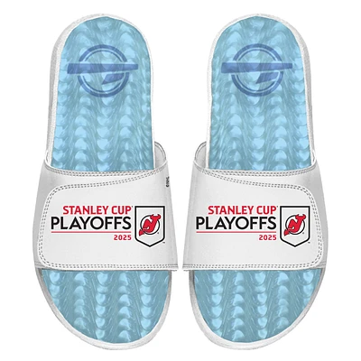 Unisex ISlide  White New Jersey Devils 2025 Stanley Cup Playoffs Ice Gel Slide Sandals