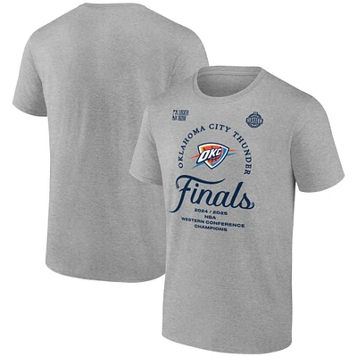 Men's Fanatics  Heather Gray Oklahoma City Thunder 2025 Western Conference Champions Locker Room T-Shirt
