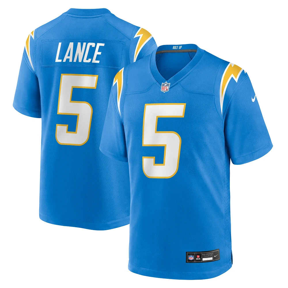Men's Nike Trey Lance Powder Blue Los Angeles Chargers Team Game Jersey