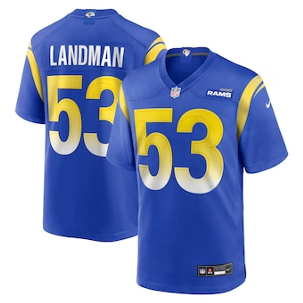 Men's Nike Nate Landman  Royal Los Angeles Rams Team Game Jersey