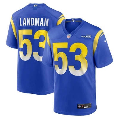 Men's Nike Nate Landman  Royal Los Angeles Rams Team Game Jersey