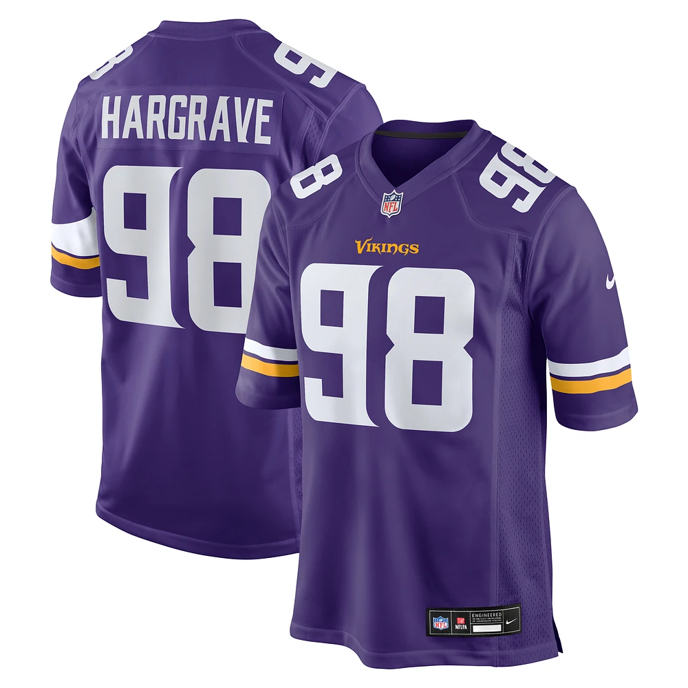 Men's Nike Javon Hargrave Purple Minnesota Vikings Team Game Jersey