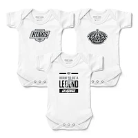 Infant Chad & Jake  White Los Angeles Kings Logo Bodysuit 3-Piece Set