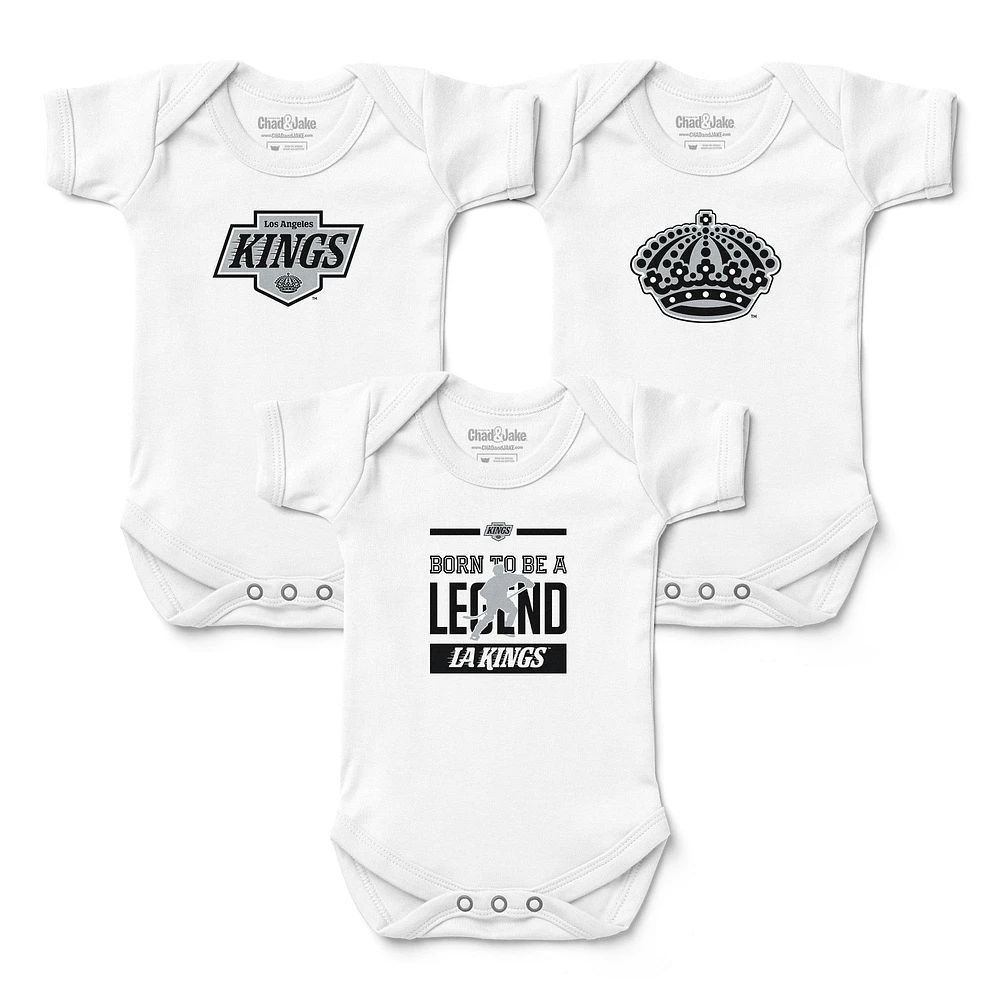 Infant Chad & Jake White Los Angeles Kings Logo Bodysuit 3-Piece Set