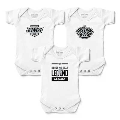 Infant Chad & Jake  White Los Angeles Kings Logo Bodysuit 3-Piece Set