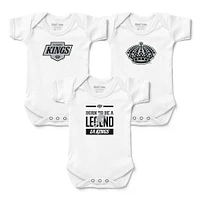 Infant Chad & Jake  White Los Angeles Kings Logo Bodysuit 3-Piece Set