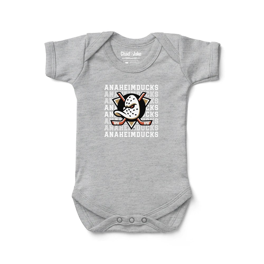 Infant Chad & Jake Heather Gray Anaheim Ducks Retro Design Bodysuit