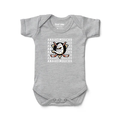 Infant Chad & Jake  Heather Gray Anaheim Ducks Retro Design Bodysuit