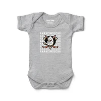 Infant Chad & Jake  Heather Gray Anaheim Ducks Retro Design Bodysuit