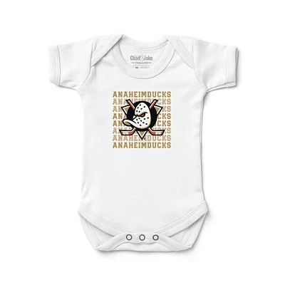 Infant Chad & Jake  White Anaheim Ducks Retro Design Bodysuit