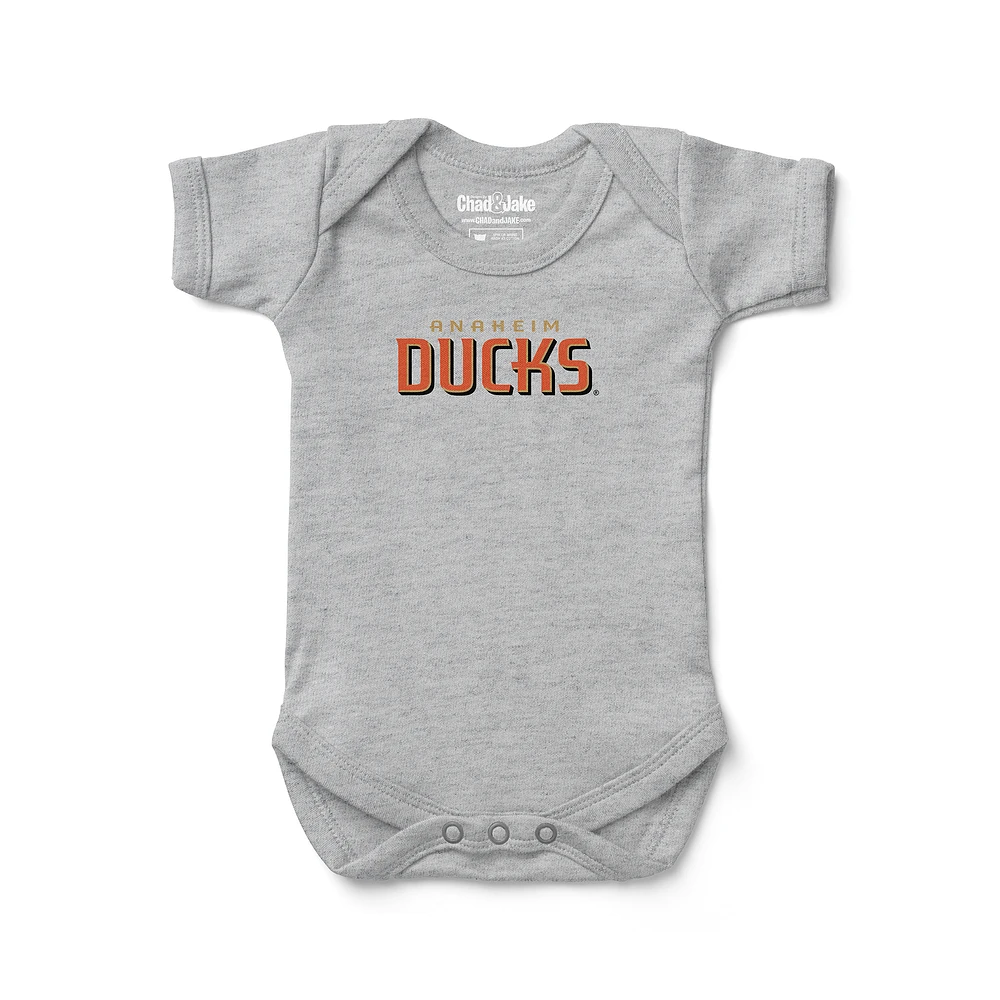 Infant Chad & Jake Heather Gray Anaheim Ducks Wordmark Bodysuit