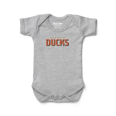 Infant Chad & Jake  Heather Gray Anaheim Ducks Wordmark Bodysuit
