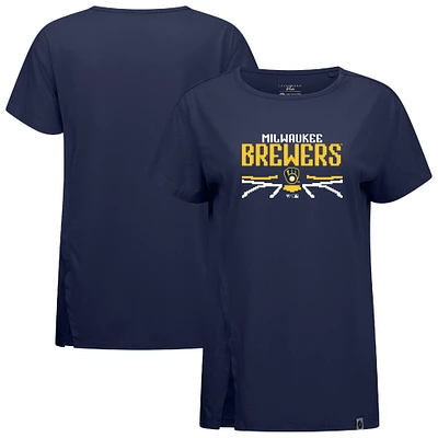 Women's Levelwear  Navy Milwaukee Brewers Influx Arcade T-Shirt
