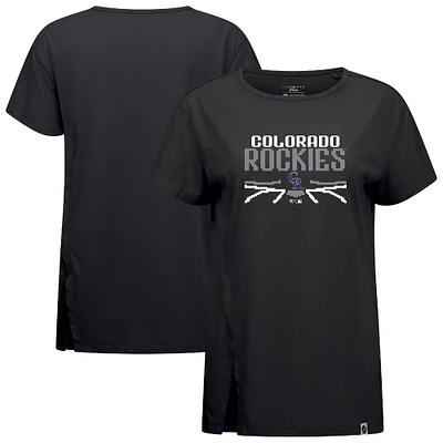 Women's Levelwear  Black Colorado Rockies Influx Arcade T-Shirt