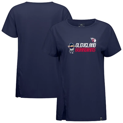 Women's Levelwear  Navy Cleveland Guardians Influx 8-Bit Baseball T-Shirt