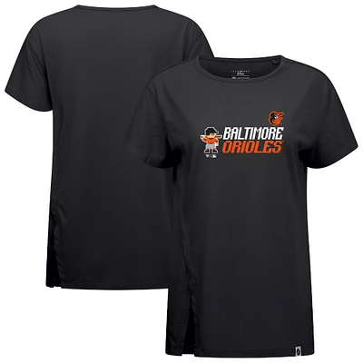 Women's Levelwear  Black Baltimore Orioles Influx 8-Bit Baseball T-Shirt