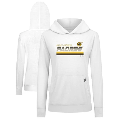 Women's Levelwear White San Diego Padres Relay Breaker Pullover Hoodie