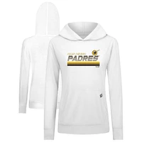 Women's Levelwear White San Diego Padres Relay Breaker Pullover Hoodie