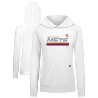 Women's Levelwear White New York Mets Relay Breaker Pullover Hoodie