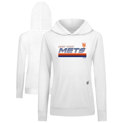 Women's Levelwear White New York Mets Relay Breaker Pullover Hoodie