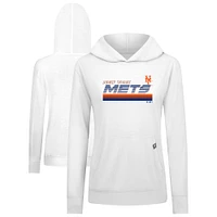 Women's Levelwear White New York Mets Relay Breaker Pullover Hoodie