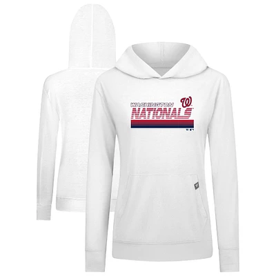 Women's Levelwear White Washington Nationals Relay Breaker Pullover Hoodie