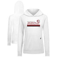 Women's Levelwear White Cincinnati Reds Relay Breaker Pullover Hoodie