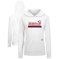 Women's Levelwear White Cincinnati Reds Relay Breaker Pullover Hoodie