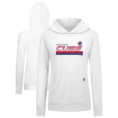Women's Levelwear White Chicago Cubs Relay Breaker Pullover Hoodie