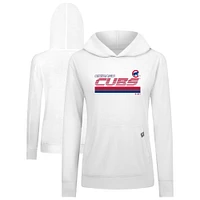 Women's Levelwear White Chicago Cubs Relay Breaker Pullover Hoodie