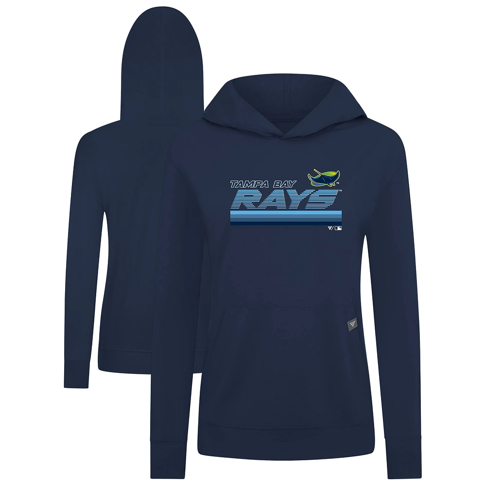 Women's Levelwear Navy Tampa Bay Rays Relay Breaker Pullover Hoodie