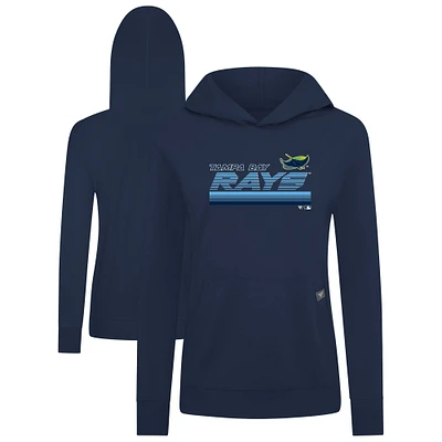 Women's Levelwear Navy Tampa Bay Rays Relay Breaker Pullover Hoodie
