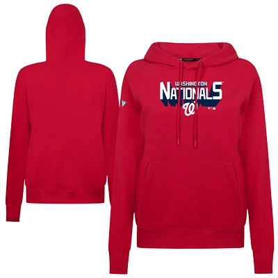 Women's Levelwear Red Washington Nationals Adorn Retro 3D Pullover Hoodie