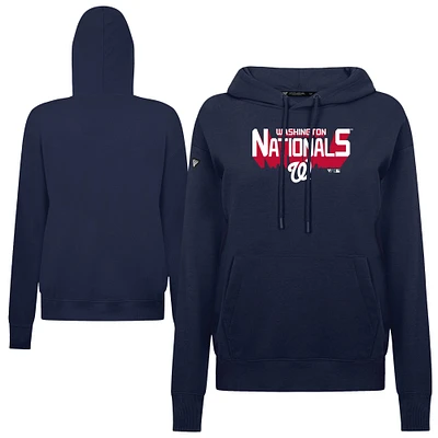 Women's Levelwear Navy Washington Nationals Adorn Retro 3D Pullover Hoodie