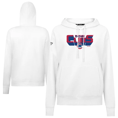 Women's Levelwear White Chicago Cubs Adorn Retro 3D Pullover Hoodie