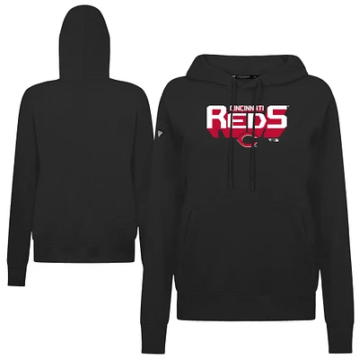 Women's Levelwear Black Cincinnati Reds Adorn Retro 3D Pullover Hoodie