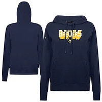 Women's Levelwear Navy Milwaukee Brewers Adorn Retro 3D Pullover Hoodie