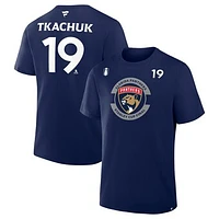 Men's Fanatics Matthew Tkachuk Navy Florida Panthers 2025 Stanley Cup Final Authentic Pro Name & Number T-Shirt