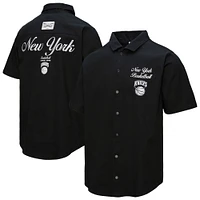 Men's Mitchell & Ness Black New York Knicks Hardwood Classics Camp Shirt