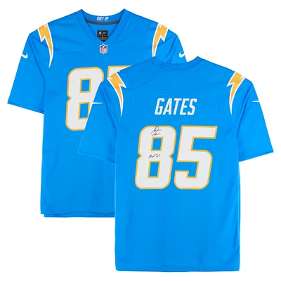 Antonio Gates San Diego Chargers Autographed Powder Blue Nike Game Jersey with "HOF 25" Inscription