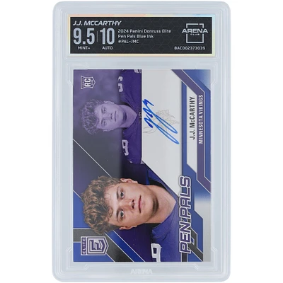 J.J. McCarthy Minnesota Vikings Autographed 2024 Panini Donruss Elite Pen Pals Blue Ink #PAL-JMC Arena Club Authenticated 9.5/10 Rookie Card - 9.5,9,9.5,10 Subgrades