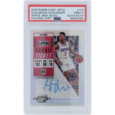 Shai Gilgeous-Alexander Los Angeles Clippers Autographed 2018-19 Panini Contenders Optic White Jersey Variation #114 PSA Authenticated 9 Rookie Card